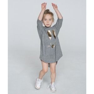 BABY GIRL'S HUXBABY CUTE BUNNY RABBIT DROP BACK HI-LOW TEE TUNIC DRESS "1" 12M